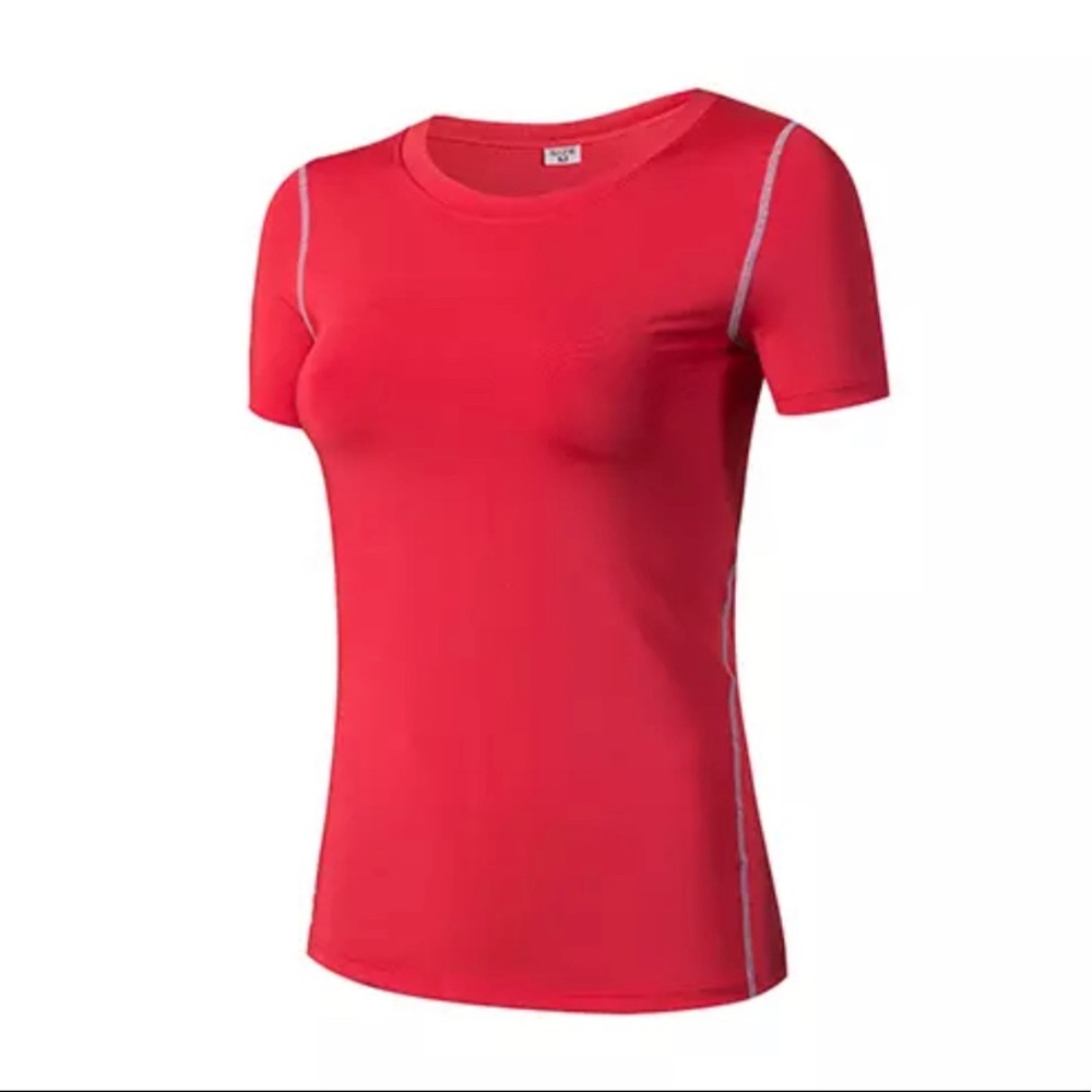 Quick Dry Red Sports Yoga Tee/Top